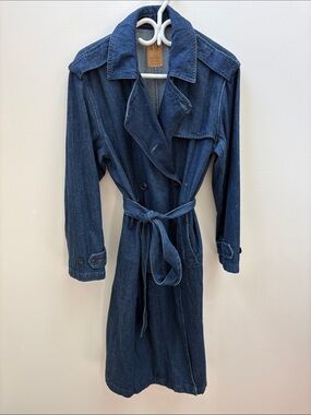 GAP Ultrasoft Dark Blue Denim Trench Coat with Belt